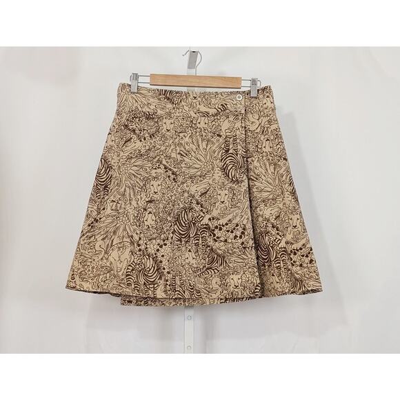 Lilly Pulitzer Wrap Skirt Tan Corduroy The In Crowd Animal Print Misses Size 4 - Picture 1 of 7